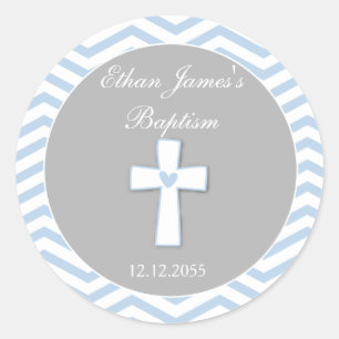 Baptême gris bleu Favoriser Stickers Tags