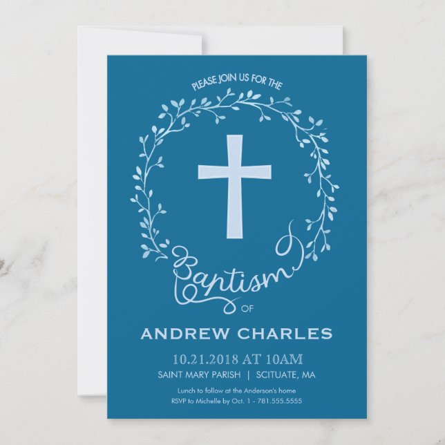 Baptême, Invitation au baptême - Baby Boy Invitati (Devant)