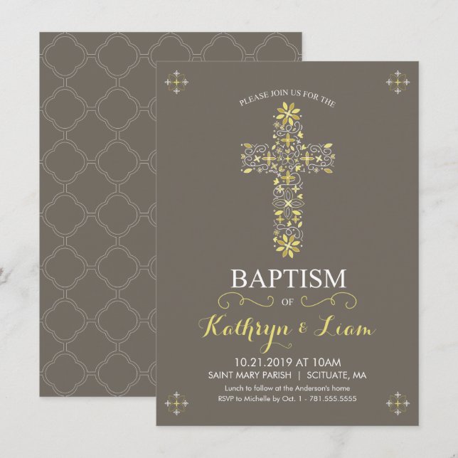 Baptême, Invitation au baptême, fille et garçon (Devant / Derrière)