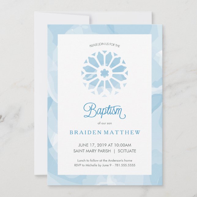 Baptême, Invitation Christening, Garçons Invitatio (Devant)