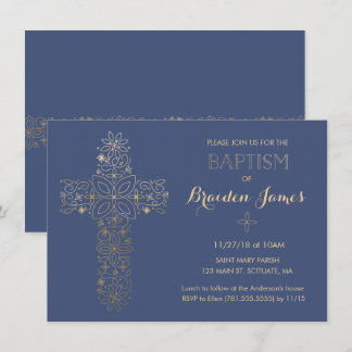 Baptême, Invitation Christening, Invitation Gold C