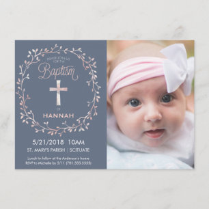 Baptême, invitation de photo de baptême - bébé