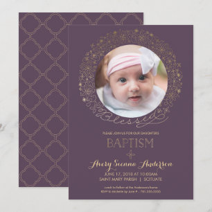 Baptême, invitation de photo de baptême, fille