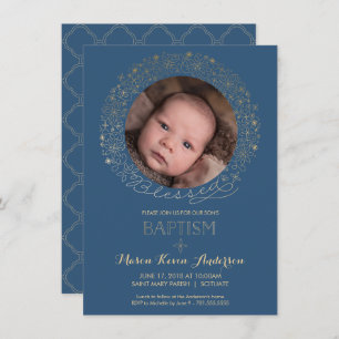 Baptême, Invitation photo Christening, Invitation 