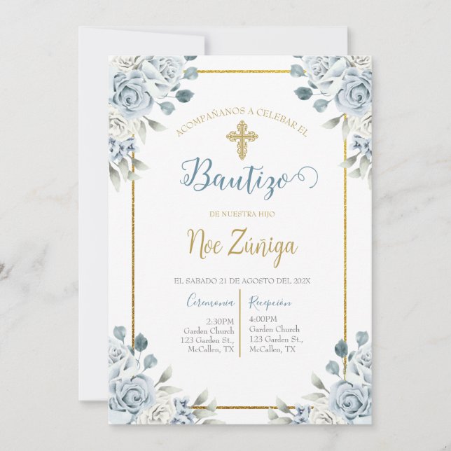 Baptême invitation pour garçon, invitacion de baut (Devant)