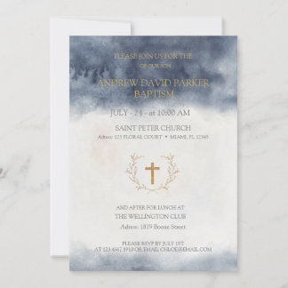 Baptême Invitations avec éléments aquarelles