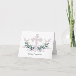 Baptême, notes croisées roses de Merci de baptême