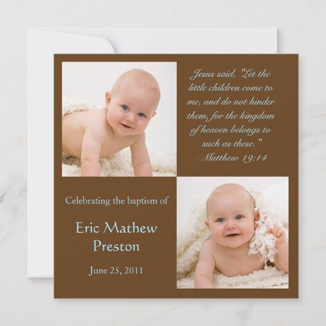 Baptême Photo Invitation avec Bible Verse (Devant)