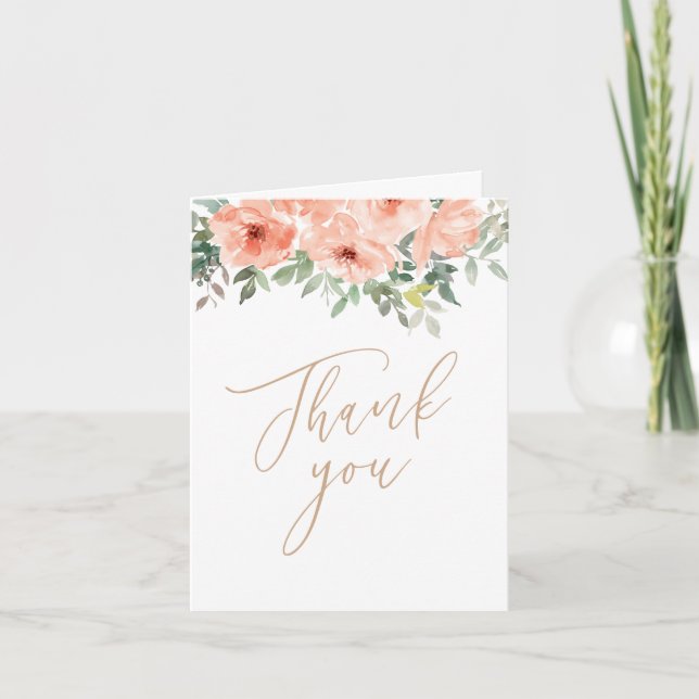 Baptême rose florale fille Carte de remerciements (Devant)