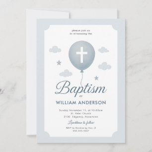 Baptême Style Baptême Invitation en bleu