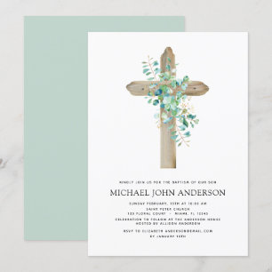 Baptême Verdure Sage Eucalyptus Invitation