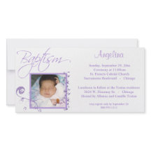 Baptême violet clair Invitation photo