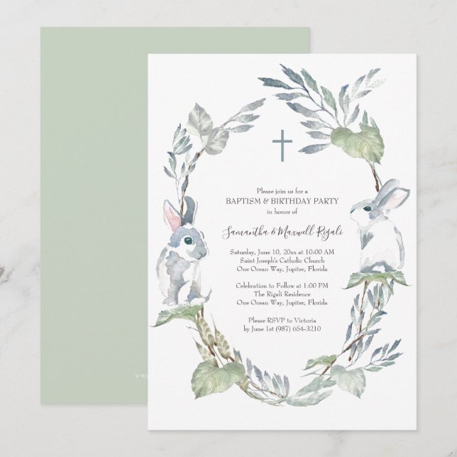 Baptism and Birthday Party Invitation (Front/Back)