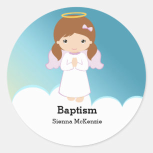 Baptism Angel Girl Classic Round Sticker