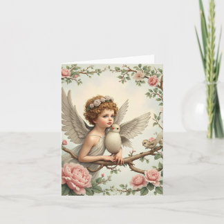 Baptism angel invitation flat card