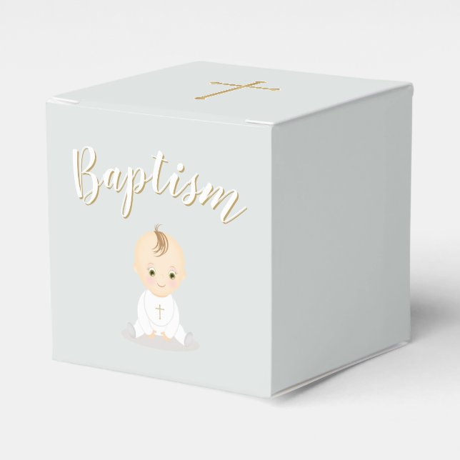 Baptism Baby Boy Favor Box (Front Side)