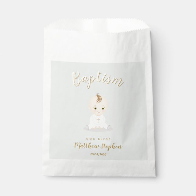 Baptism Baby Boy Favour Bag (Front)