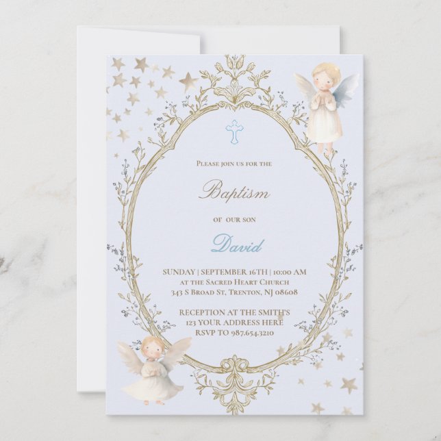 Baptism baby boy Invitation (Front)