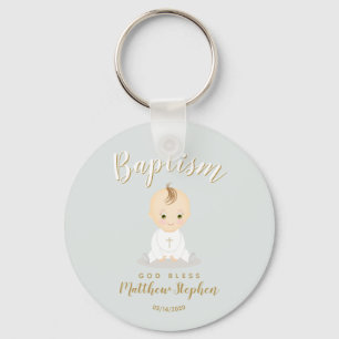 Baptism Baby Boy Keychain