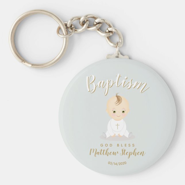 Baptism Baby Boy Keychain (Front)