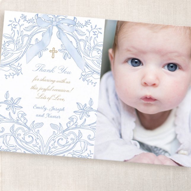Baptism baby boy thank you card (Creator Uploaded)