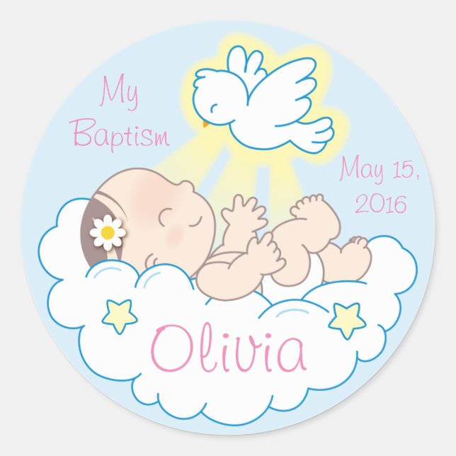 Baptism Baby Girl Stickers (Front)