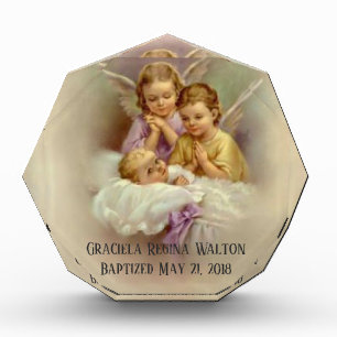 Baptism Baby Infant Praying Angels Photo Block