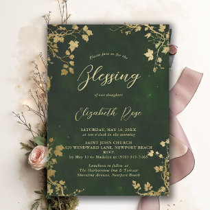 Baptism Blessing Enchanted Garden Fairytale Green Invitation