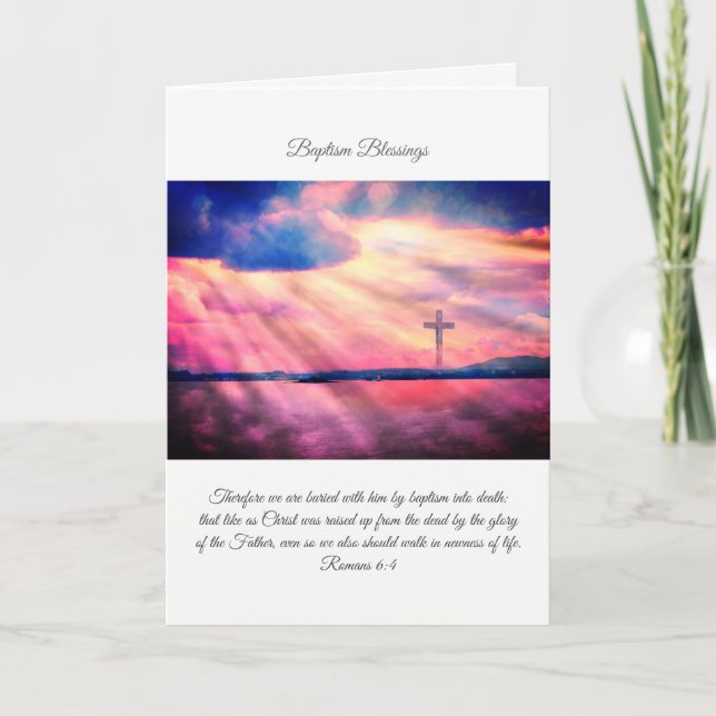 Baptism blessings, Christian folded card (Front)
