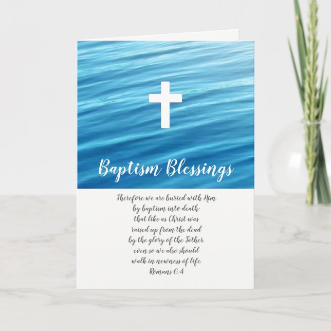 Baptism blessings, Christian folded card (Front)