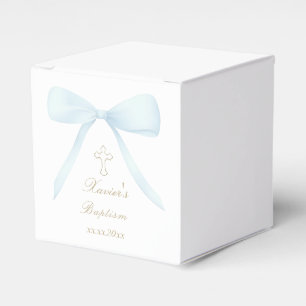 Baptism blue bow favor box