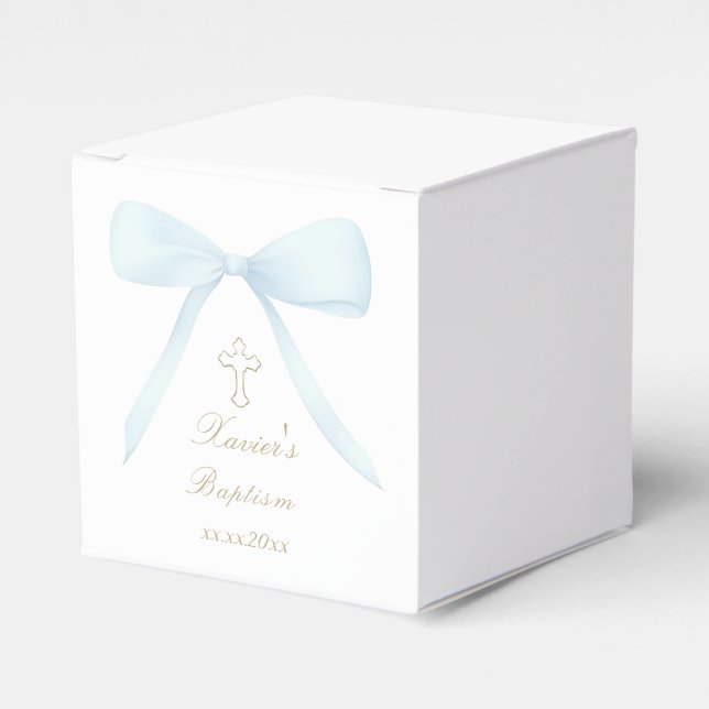 Baptism blue bow favor box (Front Side)