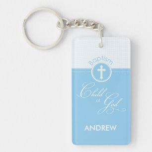 Baptism Blue Child of God, Customizable Keychain