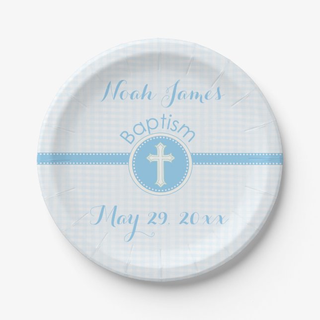 Baptism Blue Child of God, Customizable Paper Plate (Front)