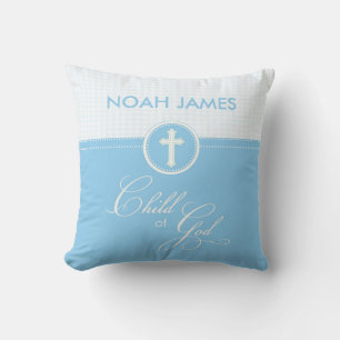 Baptism Blue Child of God, Customizable Throw Pillow