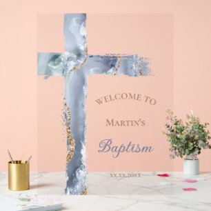 Baptism   blue cross welcome sign