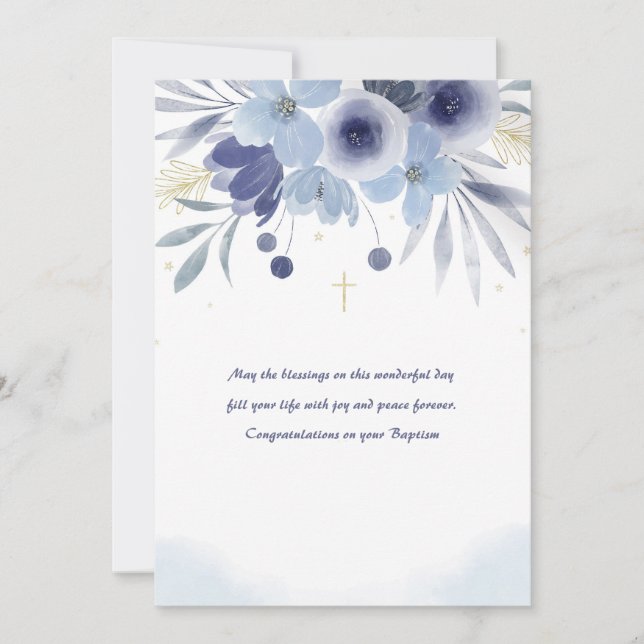 Baptism Blue Floral Card (Front)