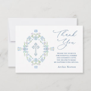 Baptism Blue Green Floral Thank You
