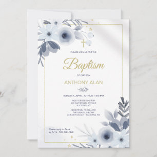 Baptism Blue Invitation