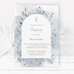 Baptism blue watercolor foliage  invitation<br><div class="desc">Baptism invitation</div>