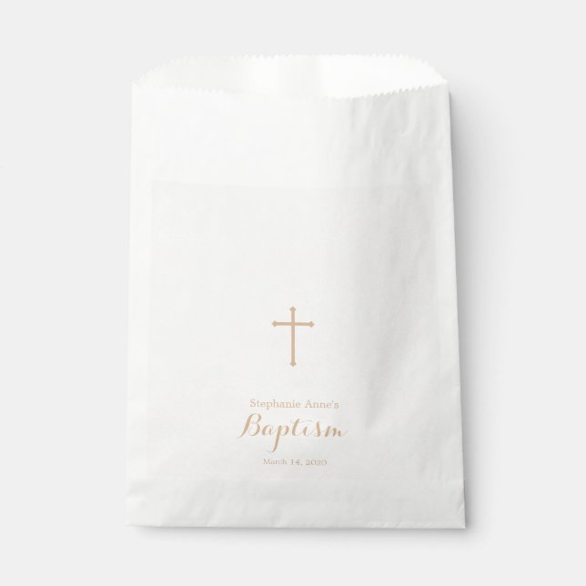 Baptism Blush Pink Delicate Floral Lace Favour Bag (Front)