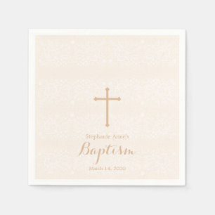 Baptism Blush Pink Delicate Floral Lace Napkin