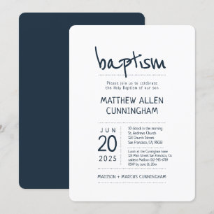 Baptism Boy Modern + Simple Invitation