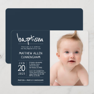 Baptism Boy   Modern + Simple Photo Invitation