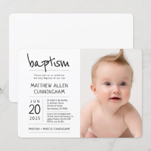 Baptism Boy   Modern + Simple Photo Invitation