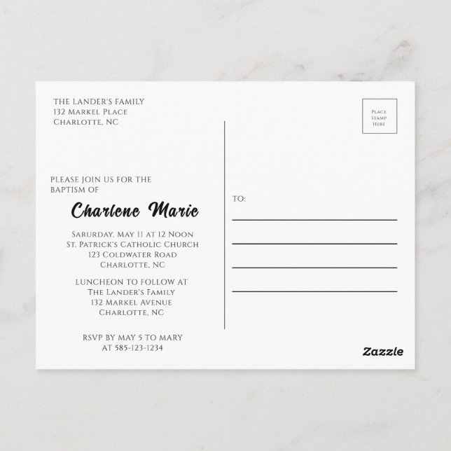 Baptism Celebration for Baptism Post Card (Back)