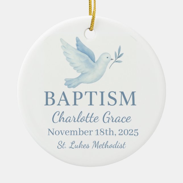 Baptism Ceramic Ornament Keepsake (Front)