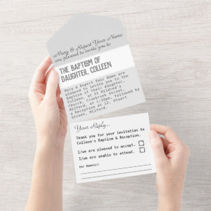 Baptism Christening All In One Invitation