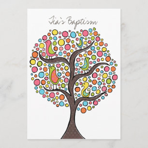 Baptism Christening Bird Tree Custom Invitation