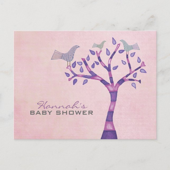 Baptism Christening Bird Trio in Tree Party Invite (Front)